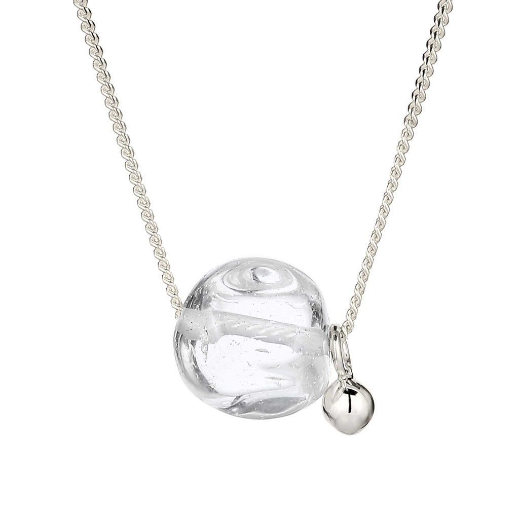 Sphere Pendant Necklace 925 Silver Rock Crystal