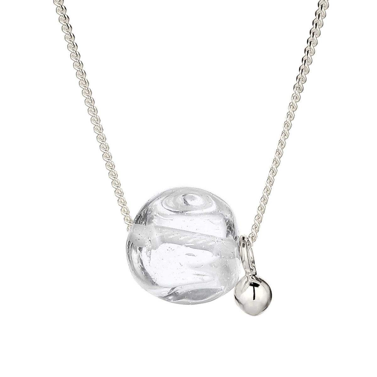 Sphere Pendant Necklace 925 Silver Rock Crystal