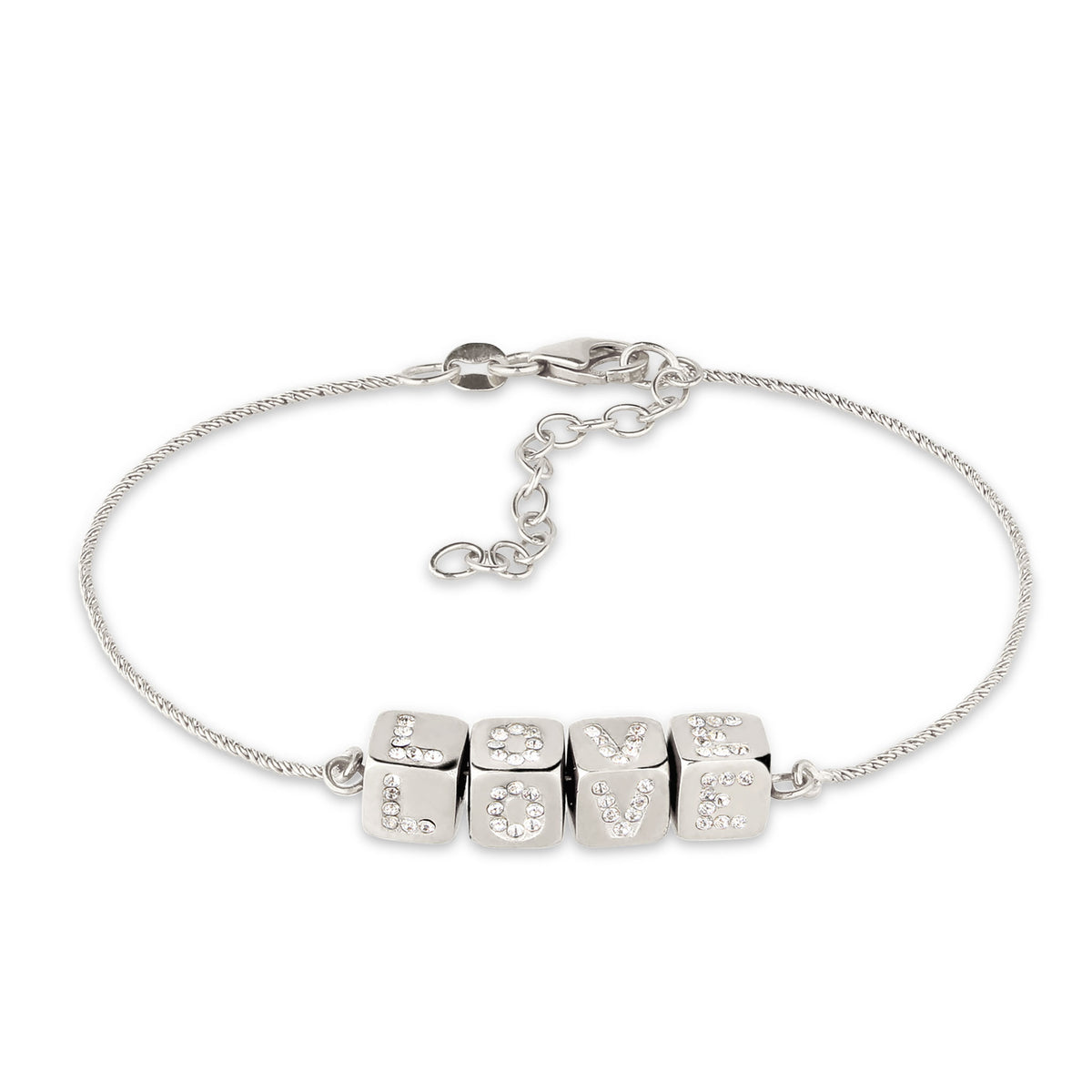 Pavé LOVE Cube Bracelet 925 Silver – Embellished with Crystals by Swarovski®
