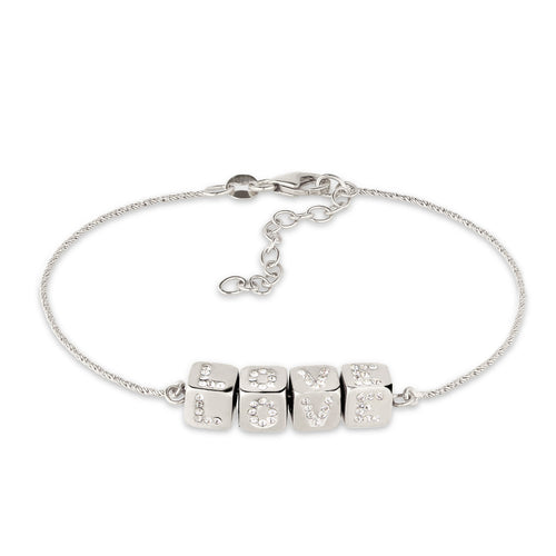 Pavé LOVE Cube Bracelet 925 Silver – Embellished with Crystals by Swarovski®