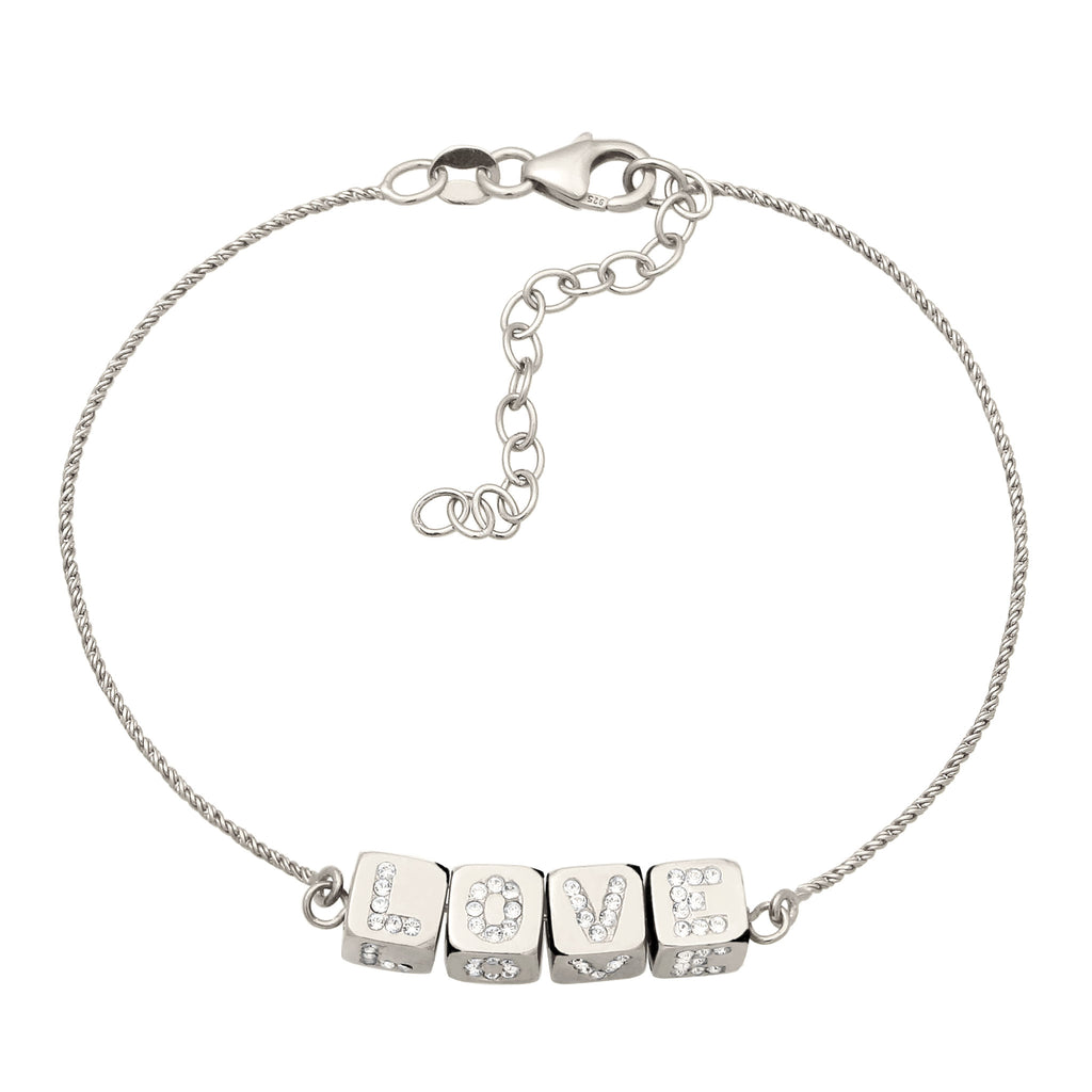 Pavé LOVE Cube Bracelet 925 Silver – Embellished with Crystals by Swarovski®