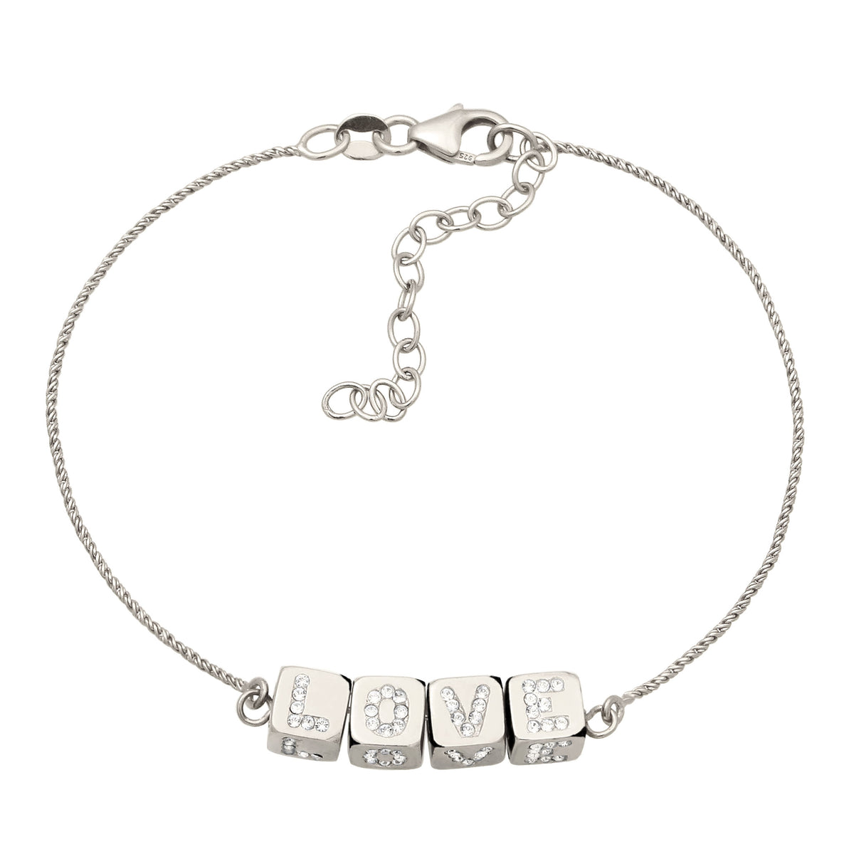 Pavé LOVE Cube Bracelet 925 Silver – Embellished with Crystals by Swarovski®