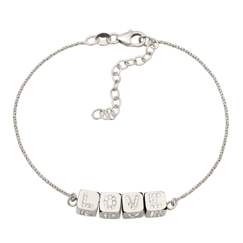 Pavé LOVE Cube Bracelet 925 Silver – Embellished with Crystals by Swarovski®