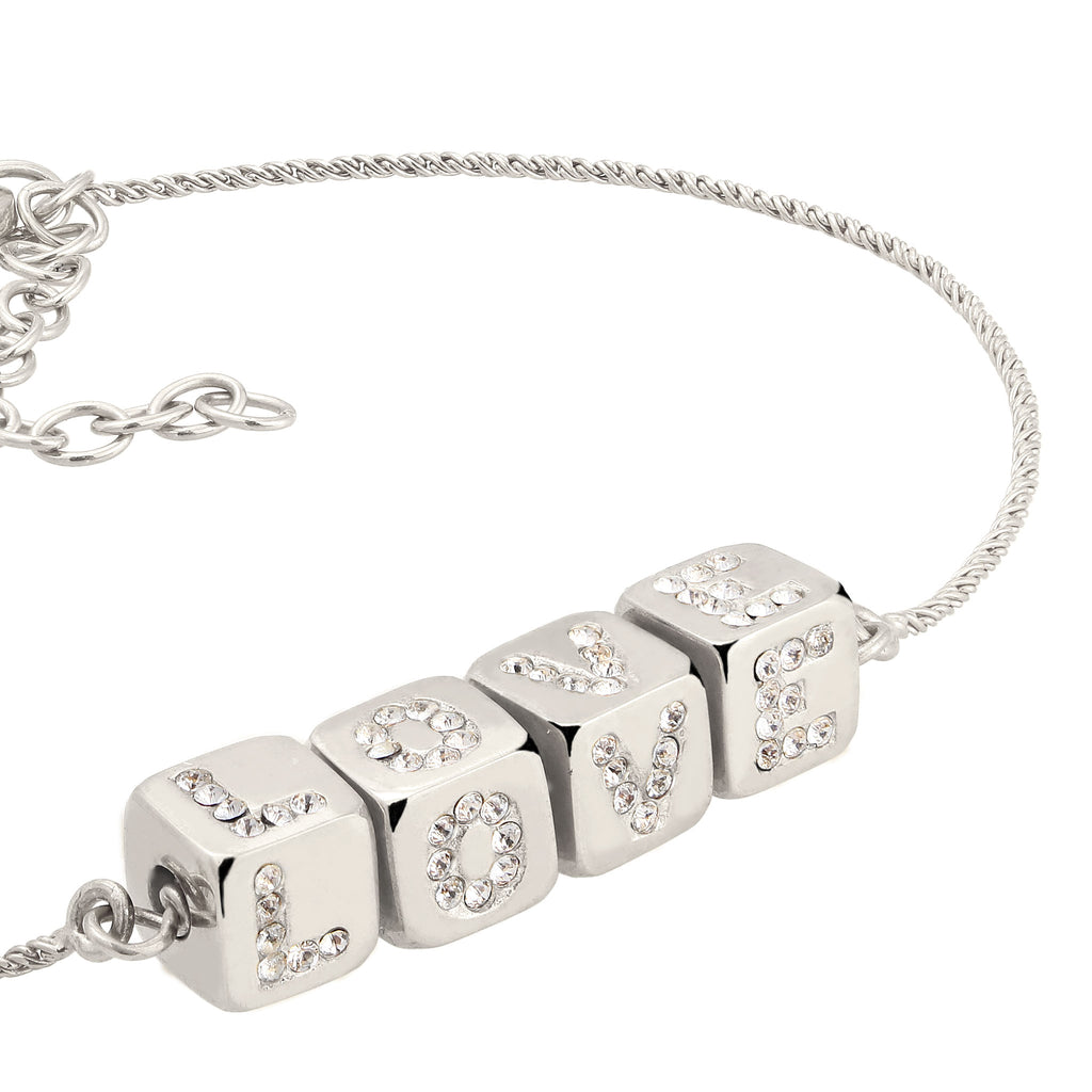 Pavé LOVE Cube Bracelet 925 Silver – Embellished with Crystals by Swarovski®