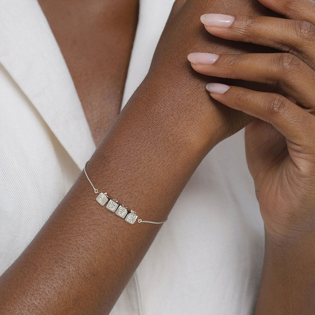 Pavé LOVE Cube Bracelet 925 Silver – Embellished with Crystals by Swarovski®
