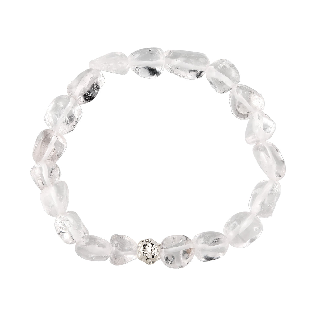 Nugget Stretch Bracelet 925 Silver Rock Crystal