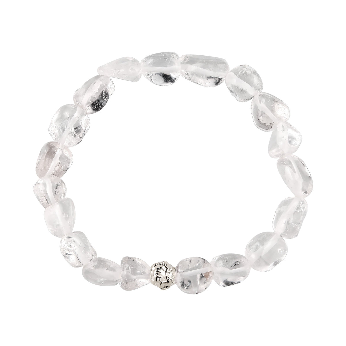Nugget Stretch Bracelet 925 Silver Rock Crystal