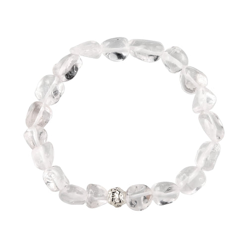 Nugget Stretch Bracelet 925 Silver Rock Crystal