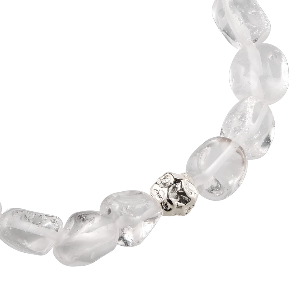 Nugget Stretch Bracelet 925 Silver Rock Crystal