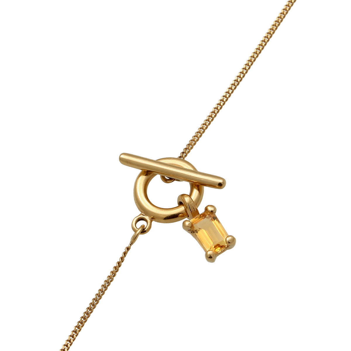 SUN Coin Toggle Necklace 925 Silver Gold Plated Citrine