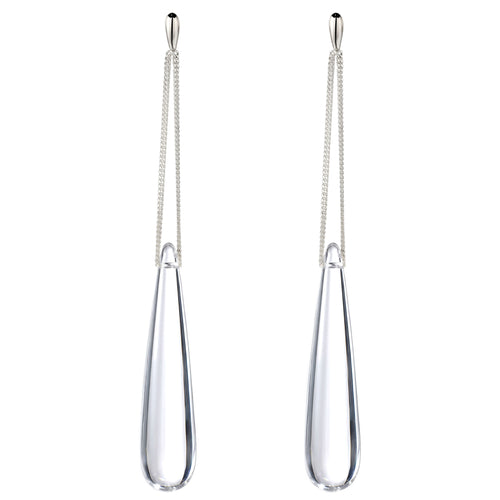 Teardrop Curb Chain Earrings 925 Silver Clear Resin