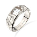 Hammered Statement Ring 925 Silver White Topaz