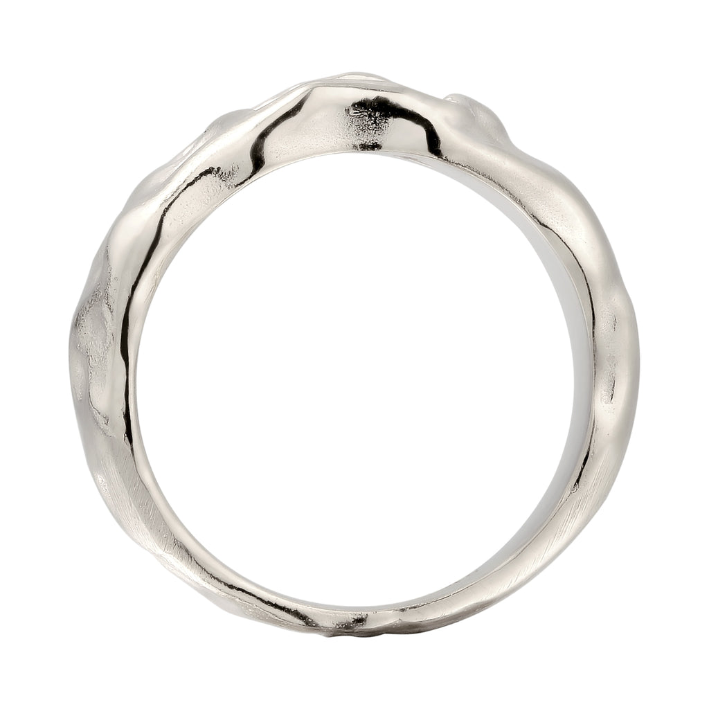 Hammered Statement Ring 925 Silver White Topaz