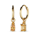 Mismatched Drop Huggie Earrings 925 Silver Gold Plated Citrine