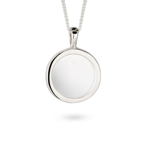 Disc Pendant Necklace 925 Silver Rock Crystal
