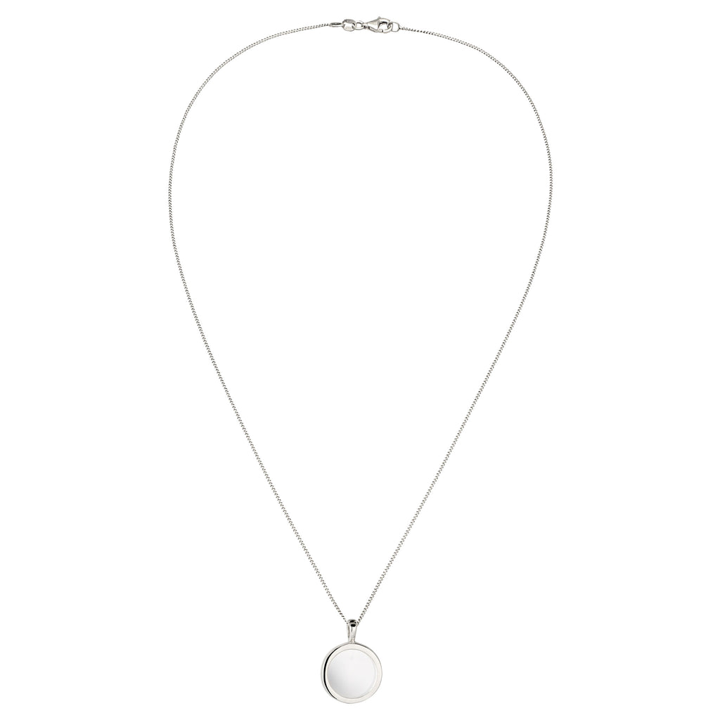 Disc Pendant Necklace 925 Silver Rock Crystal