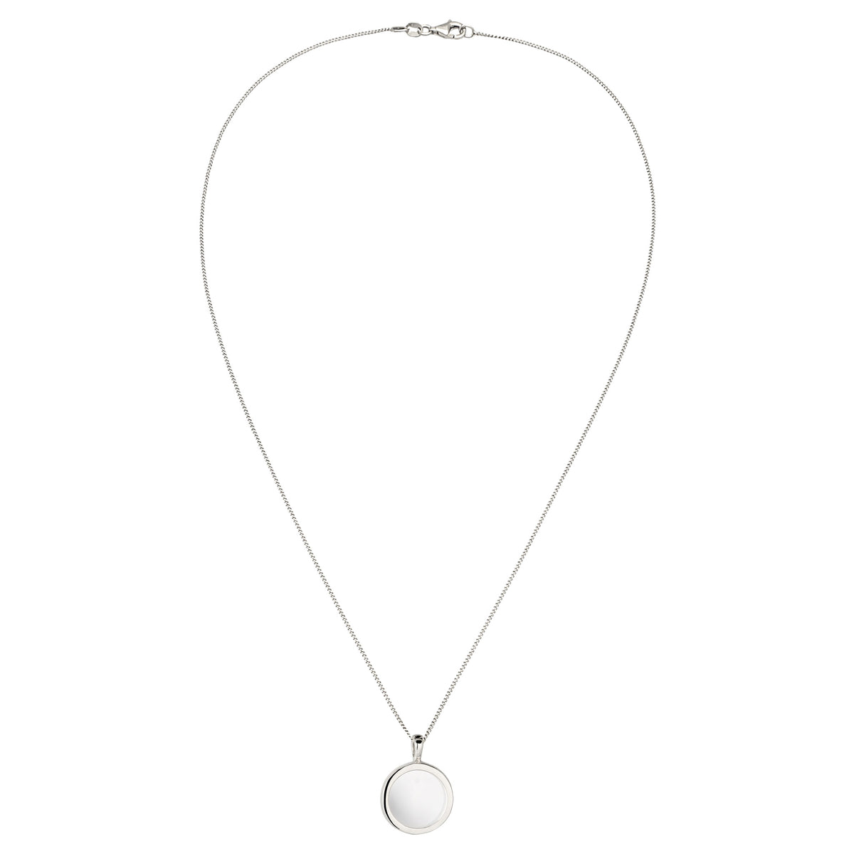 Disc Pendant Necklace 925 Silver Rock Crystal