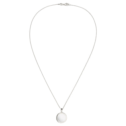 Disc Pendant Necklace 925 Silver Rock Crystal