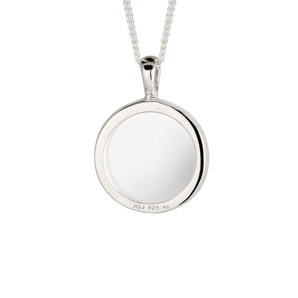 Disc Pendant Necklace 925 Silver Rock Crystal