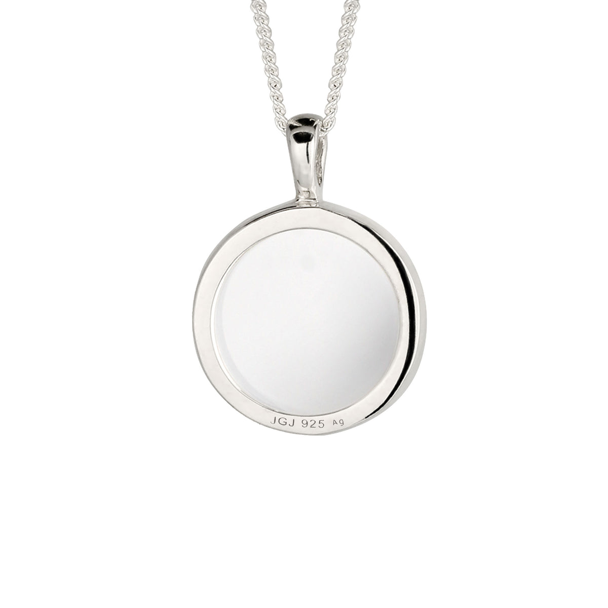Disc Pendant Necklace 925 Silver Rock Crystal