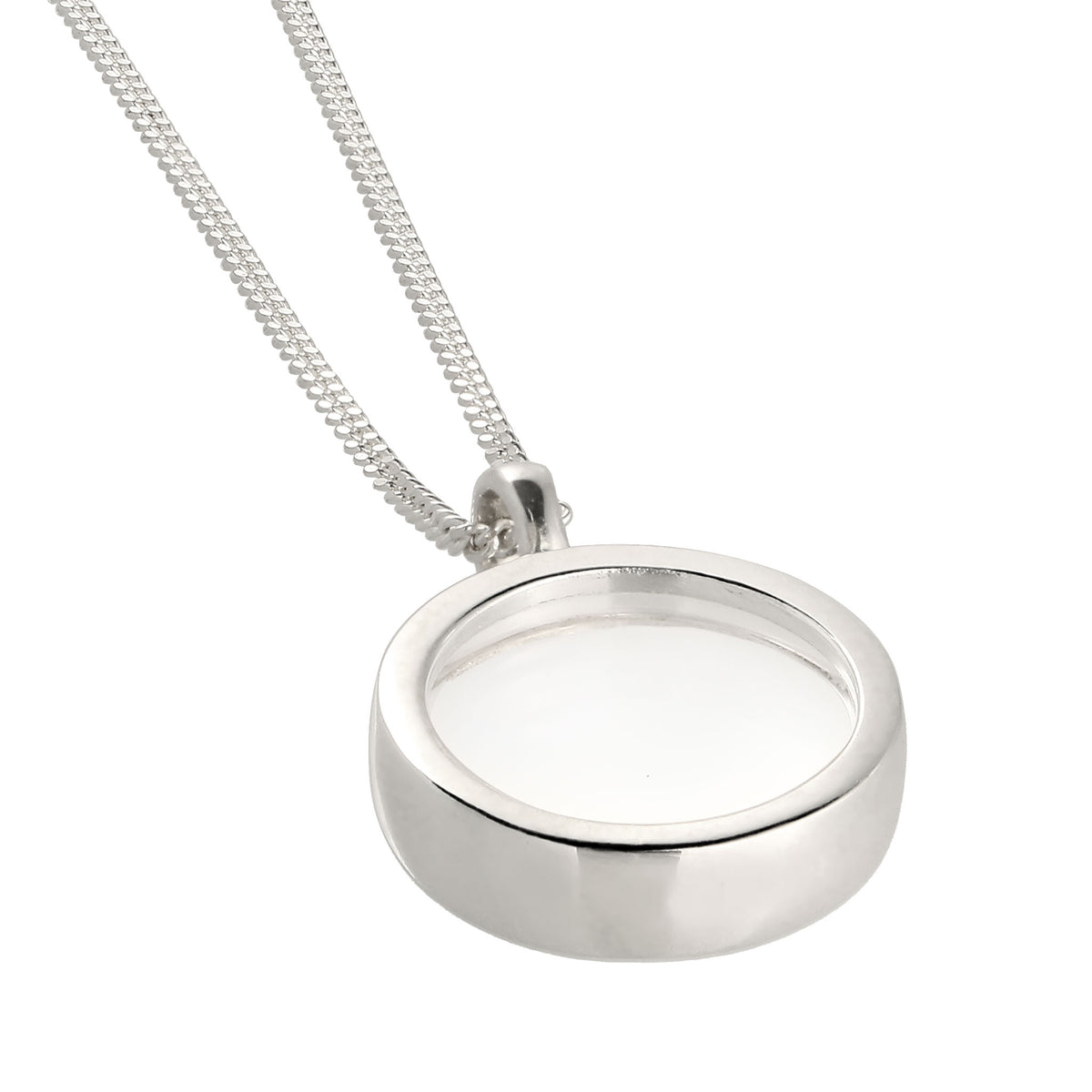 Disc Pendant Necklace 925 Silver Rock Crystal