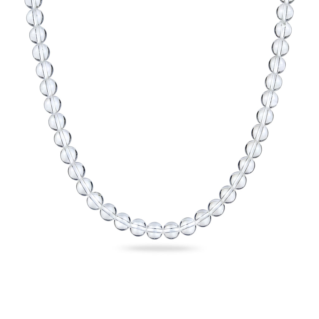 Round Bead Necklace 925 Silver Rock Crystal