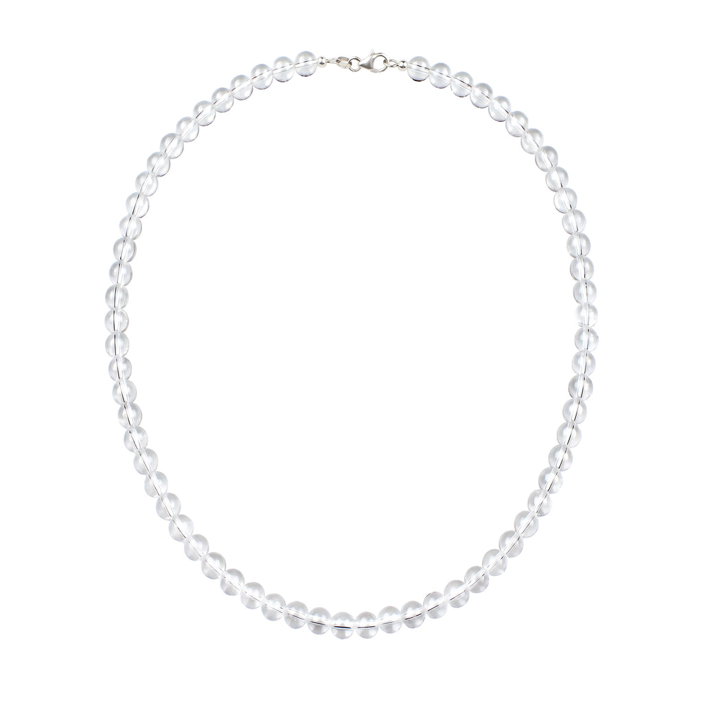 Round Bead Necklace 925 Silver Rock Crystal