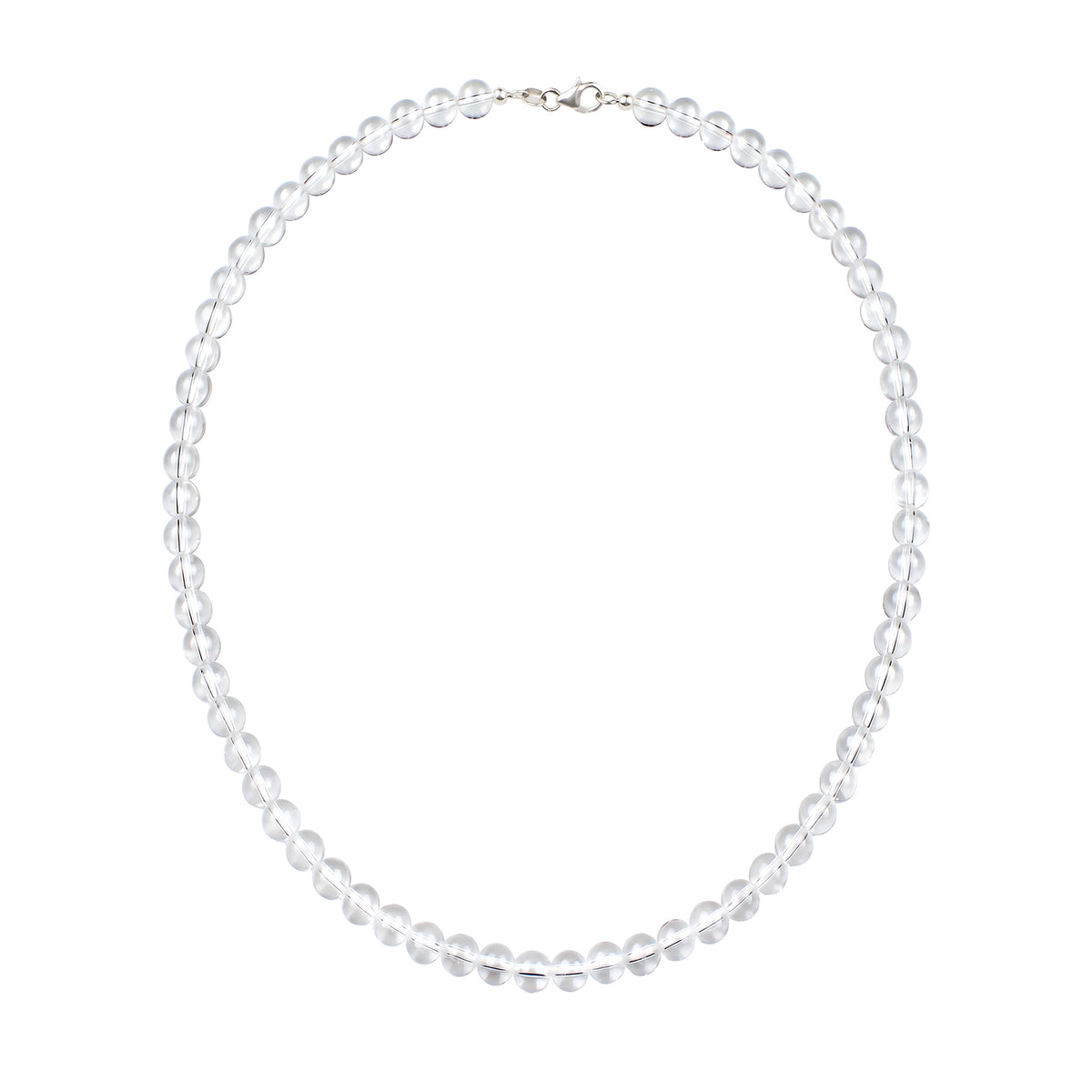 Round Bead Necklace 925 Silver Rock Crystal