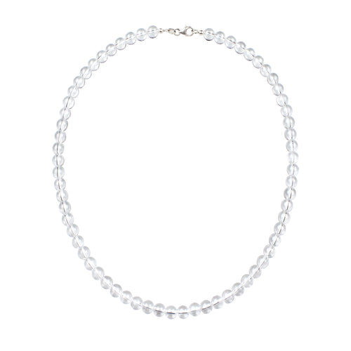 Round Bead Necklace 925 Silver Rock Crystal