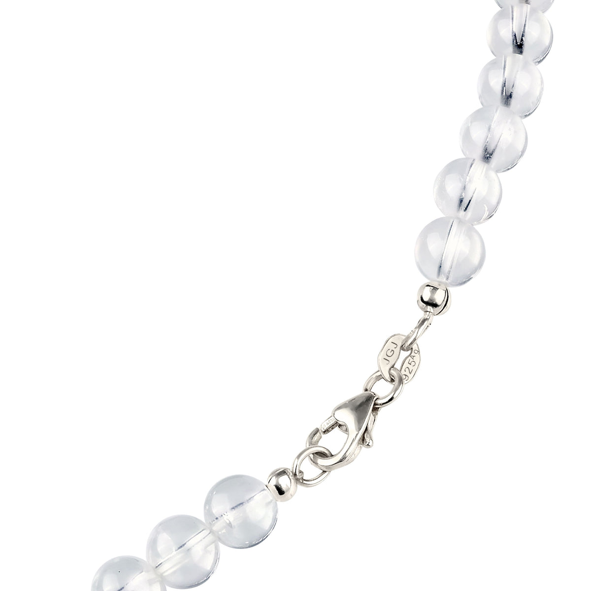 Round Bead Necklace 925 Silver Rock Crystal