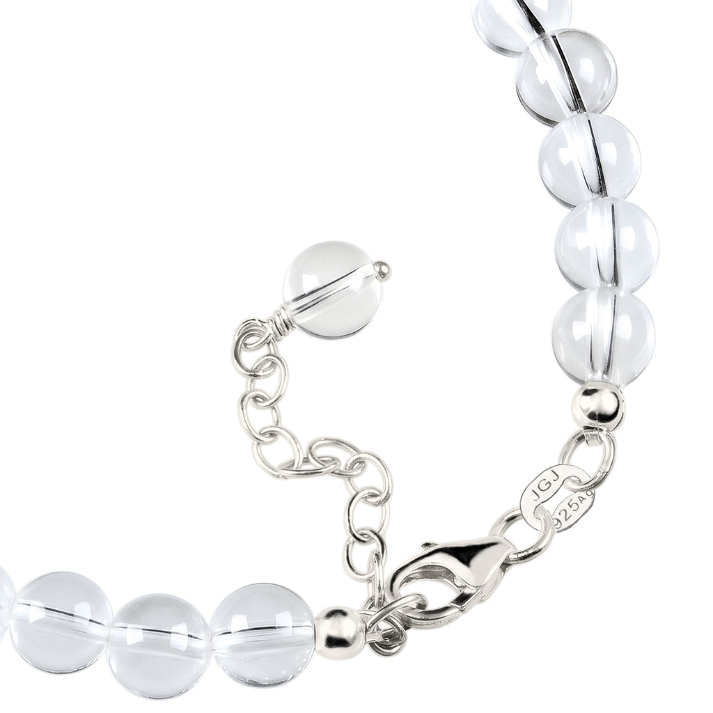 Round Bead Bracelet 925 Silver Rock Crystal