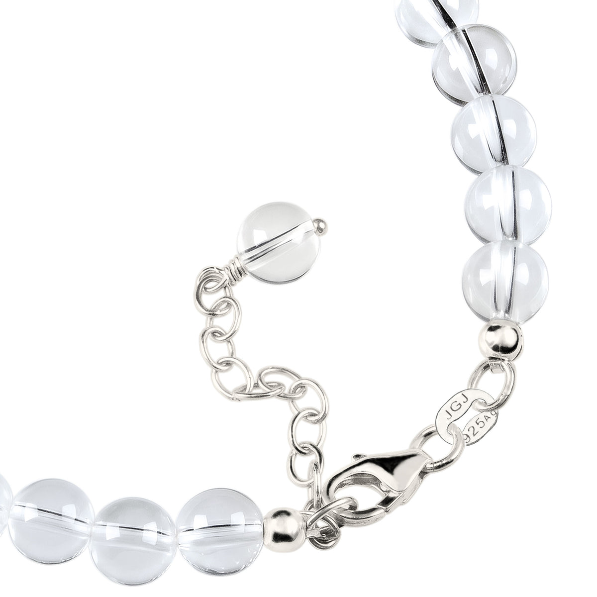 Round Bead Bracelet 925 Silver Rock Crystal
