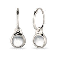 Round Drop Huggie Earrings 925 Silver Rock Crystal