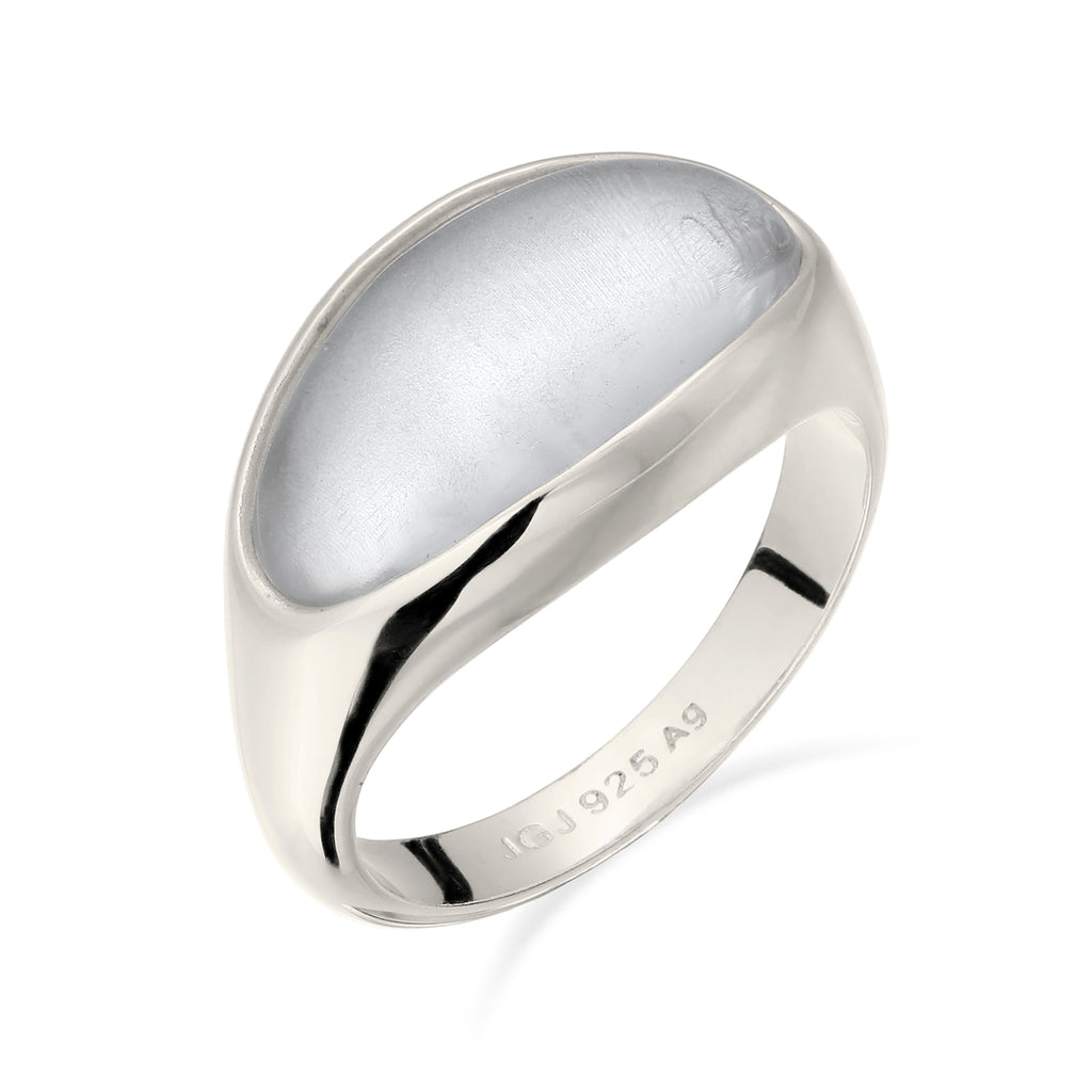 Dome Signet Ring 925 Silver Clear Resin