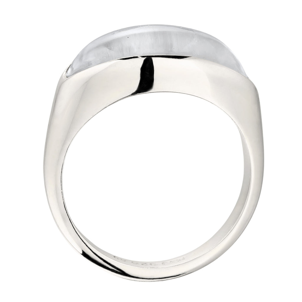 Dome Signet Ring 925 Silver Clear Resin