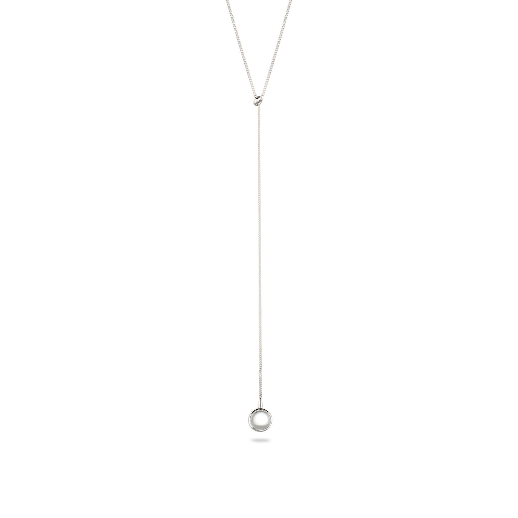 Y Lariat Necklace 925 Silver Rock Crystal