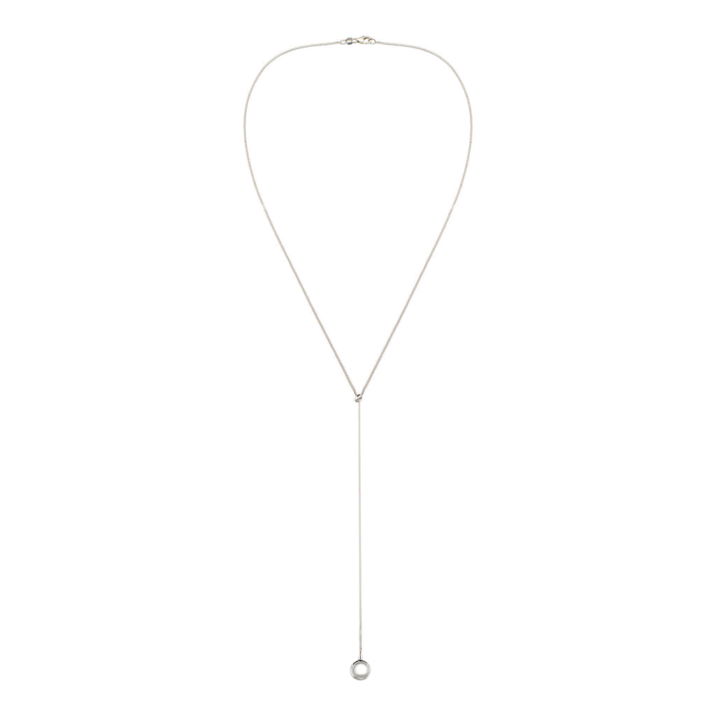 Y Lariat Necklace 925 Silver Rock Crystal