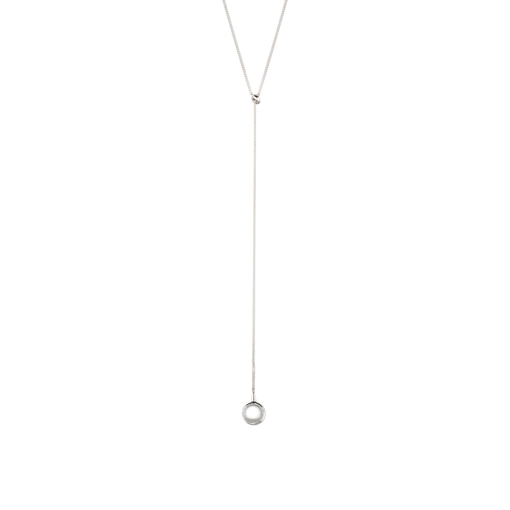 Y Lariat Necklace 925 Silver Rock Crystal