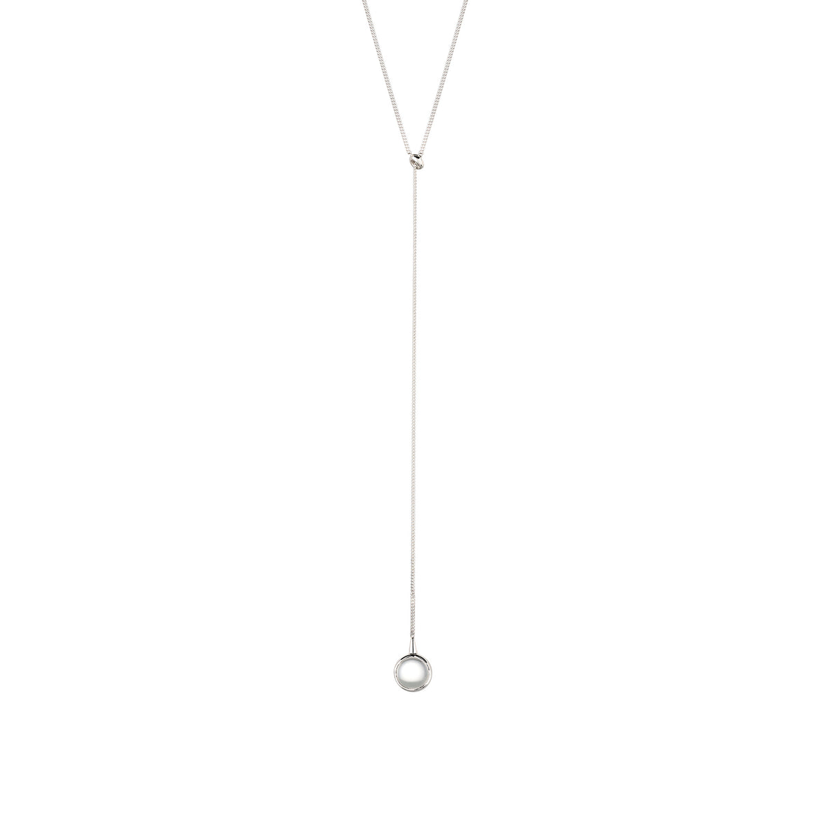 Y Lariat Necklace 925 Silver Rock Crystal
