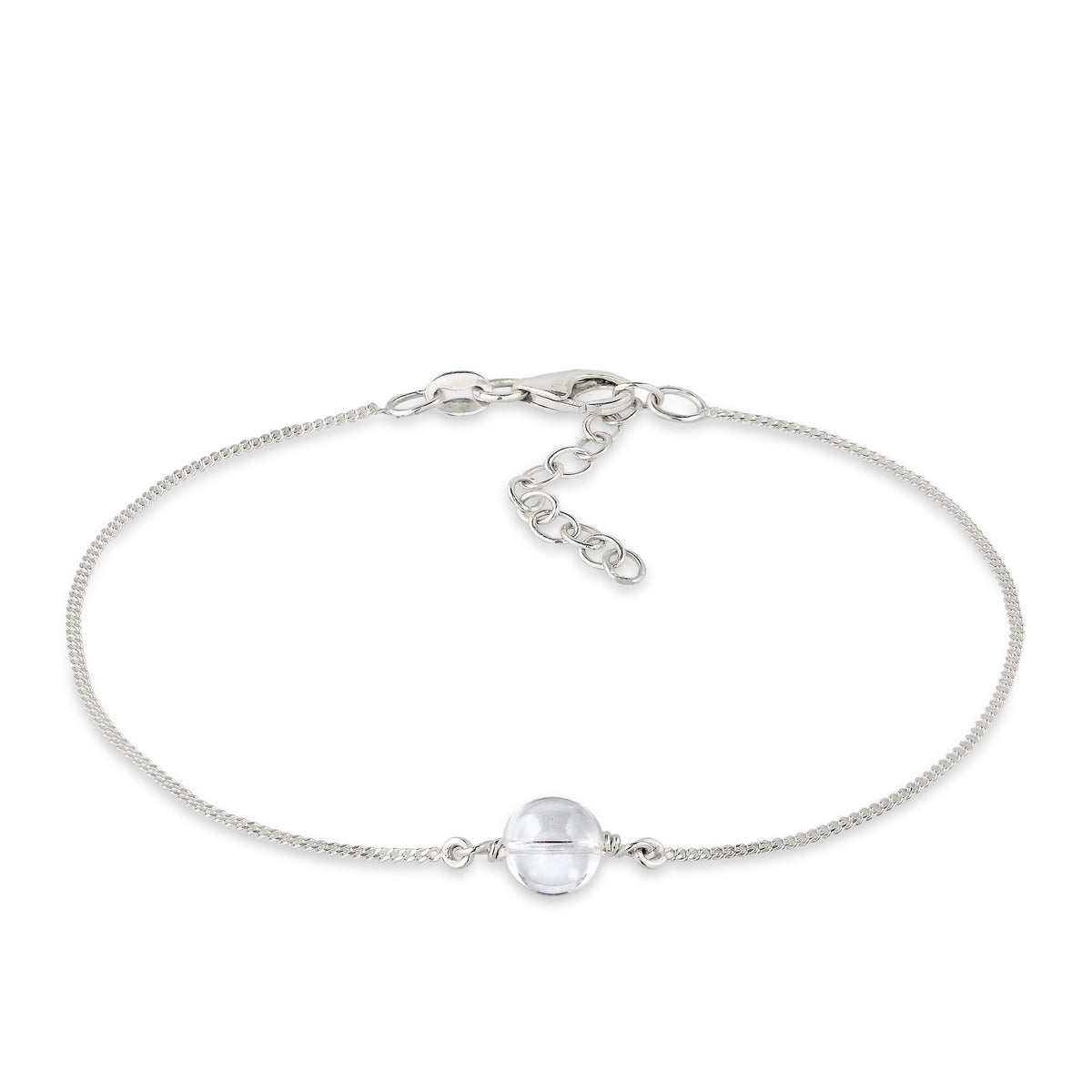 Solitaire Chain Bracelet 925 Silver Rock Crystal