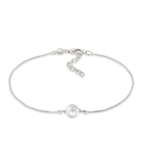 Solitaire Chain Bracelet 925 Silver Rock Crystal