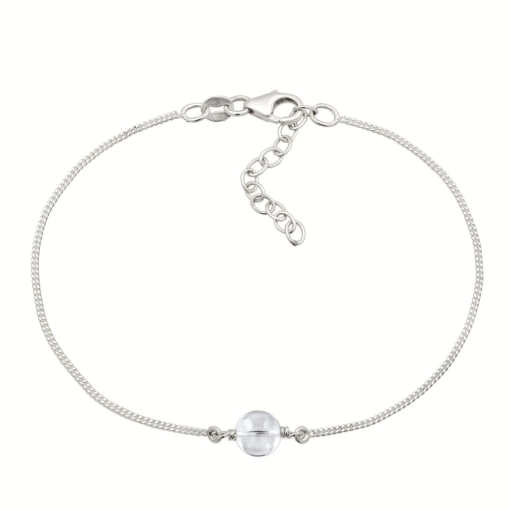 Solitaire Chain Bracelet 925 Silver Rock Crystal
