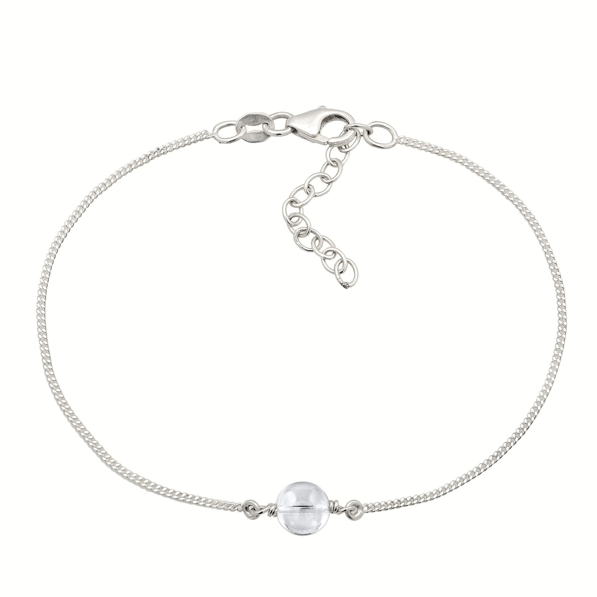 Solitaire Chain Bracelet 925 Silver Rock Crystal