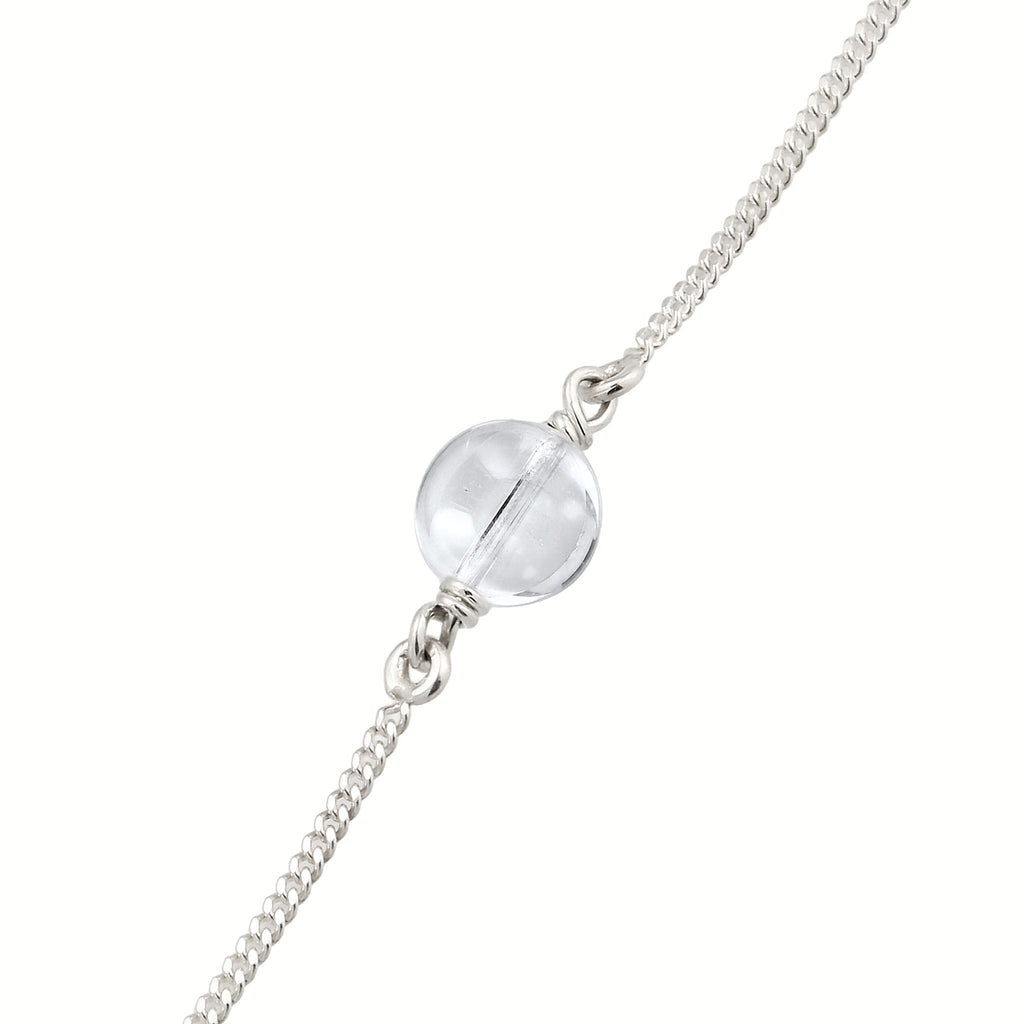Solitaire Chain Bracelet 925 Silver Rock Crystal