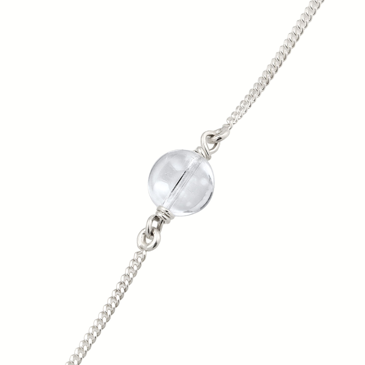 Solitaire Chain Bracelet 925 Silver Rock Crystal