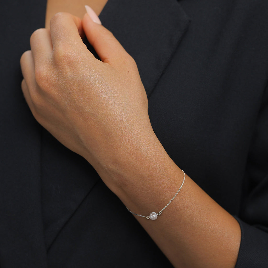 Solitaire Chain Bracelet 925 Silver Rock Crystal