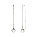 Bezel Threader Earrings 925 Silver Rock Crystal