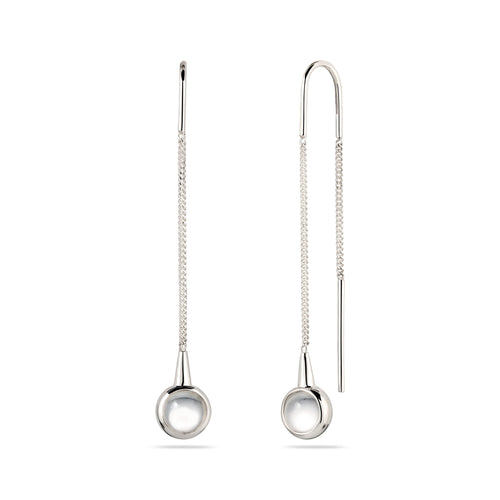 Bezel Threader Earrings 925 Silver Rock Crystal