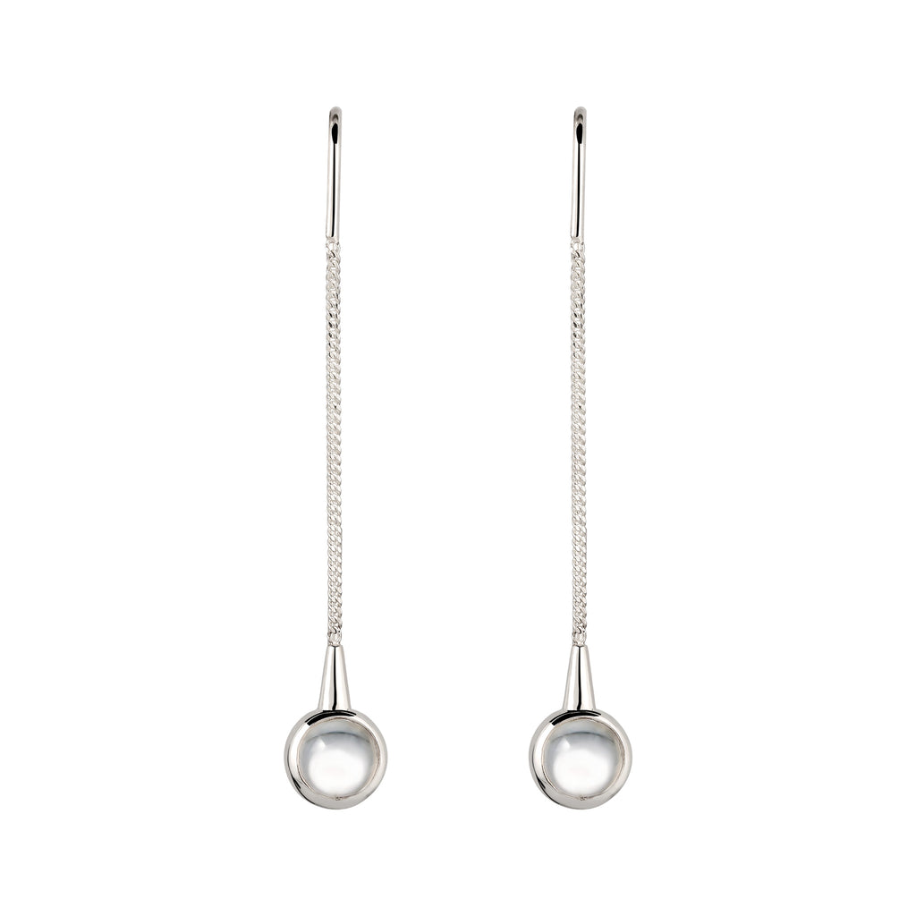 Bezel Threader Earrings 925 Silver Rock Crystal