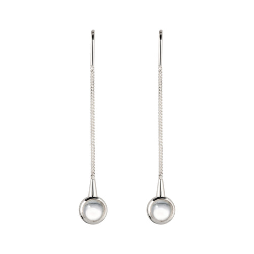 Bezel Threader Earrings 925 Silver Rock Crystal